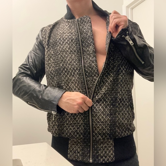 Stolen Girlfriends Club | Men’s Wool Bomber w Leather Sleeves | Fits like an M - Picture 8 of 9